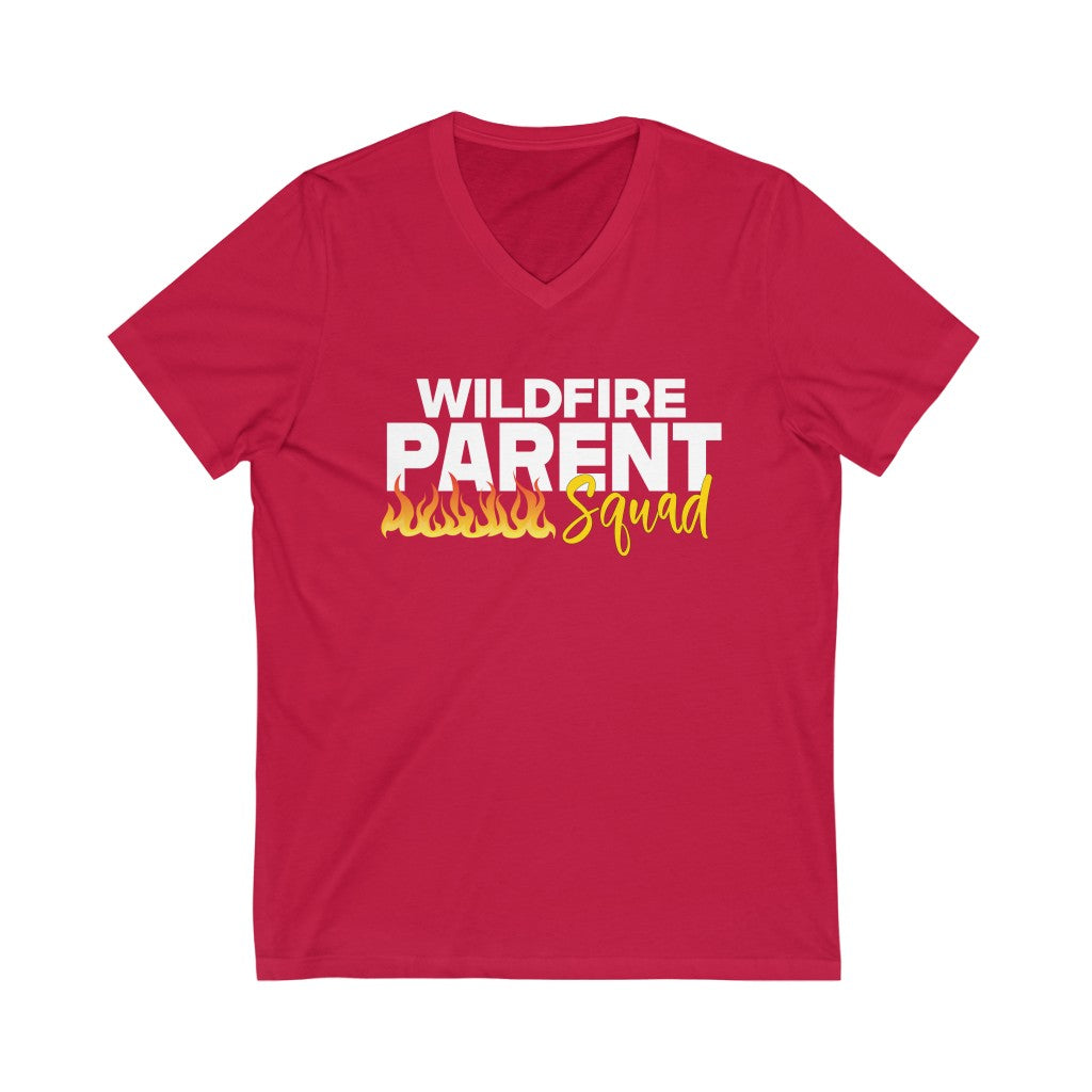 Wildfire Parent Squad, Unisex Jersey Short Sleeve V-Neck Tee