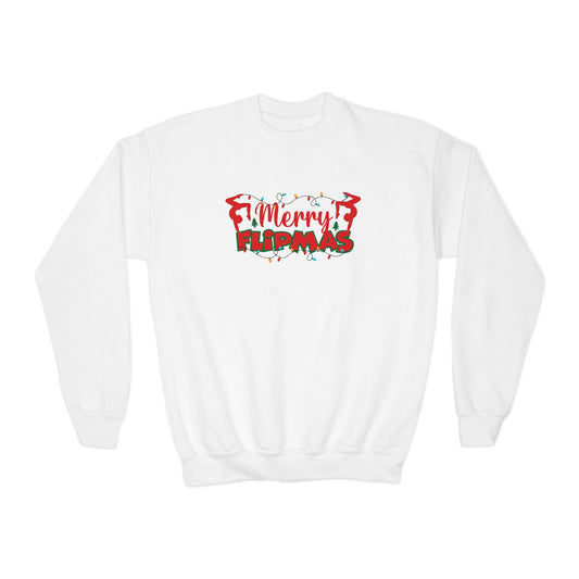 Merry Flipmas, Youth Crewneck Sweatshirt