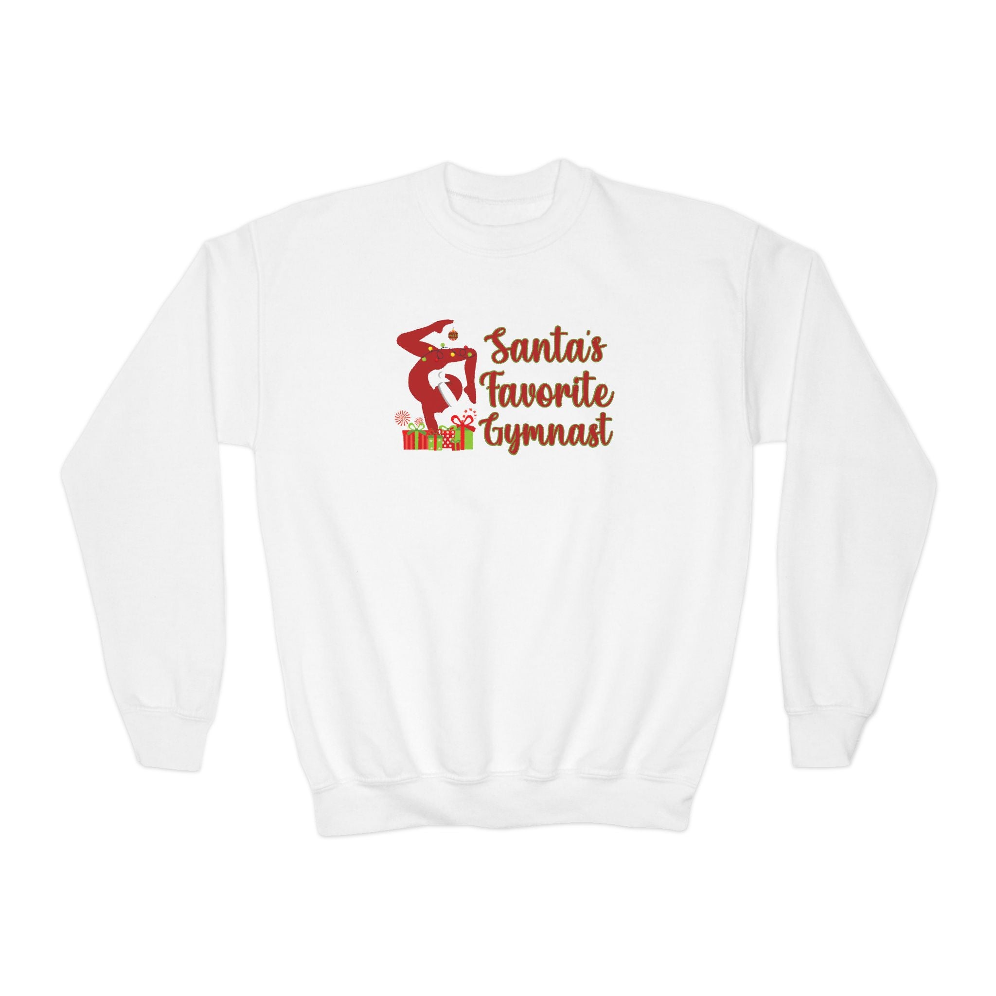 Santas Favorite Gymnast, Youth Crewneck Sweatshirt