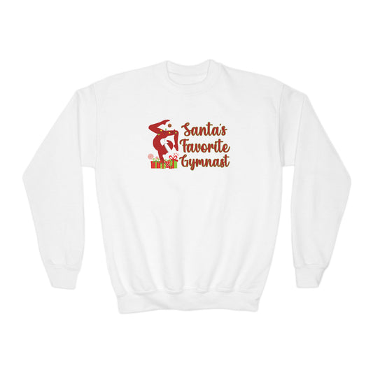 Santas Favorite Gymnast, Youth Crewneck Sweatshirt