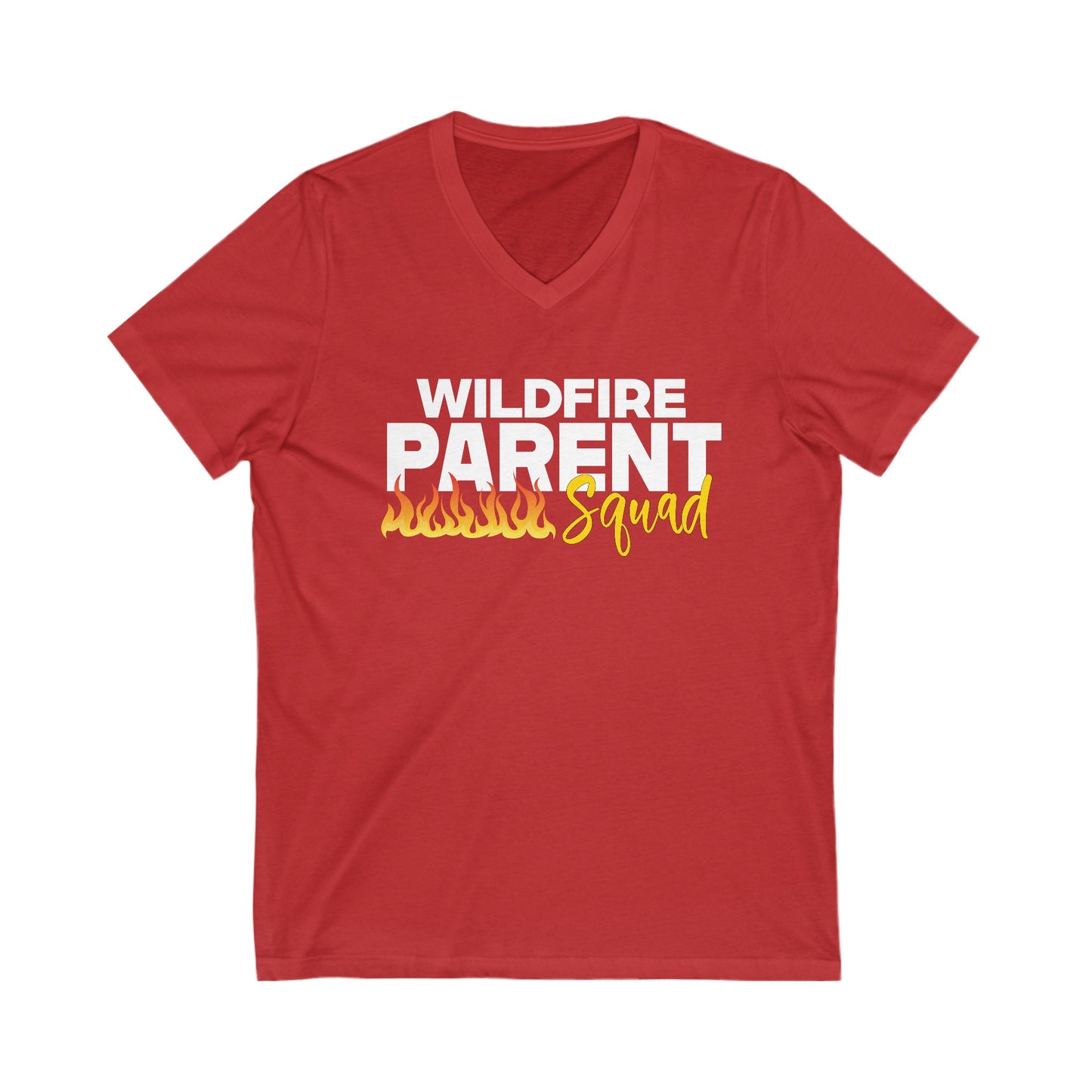 Wildfire Parent Squad, CUSTOM Last Name, Unisex Jersey Short Sleeve V-Neck Tee