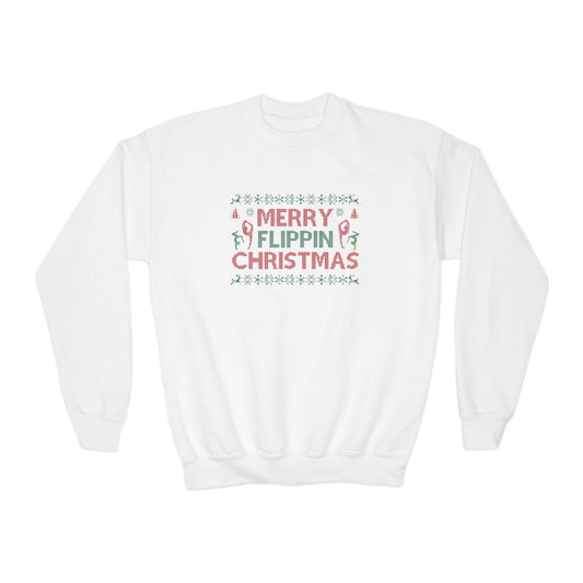 Merry Flippin Christmas, Youth Crewneck Sweatshirt