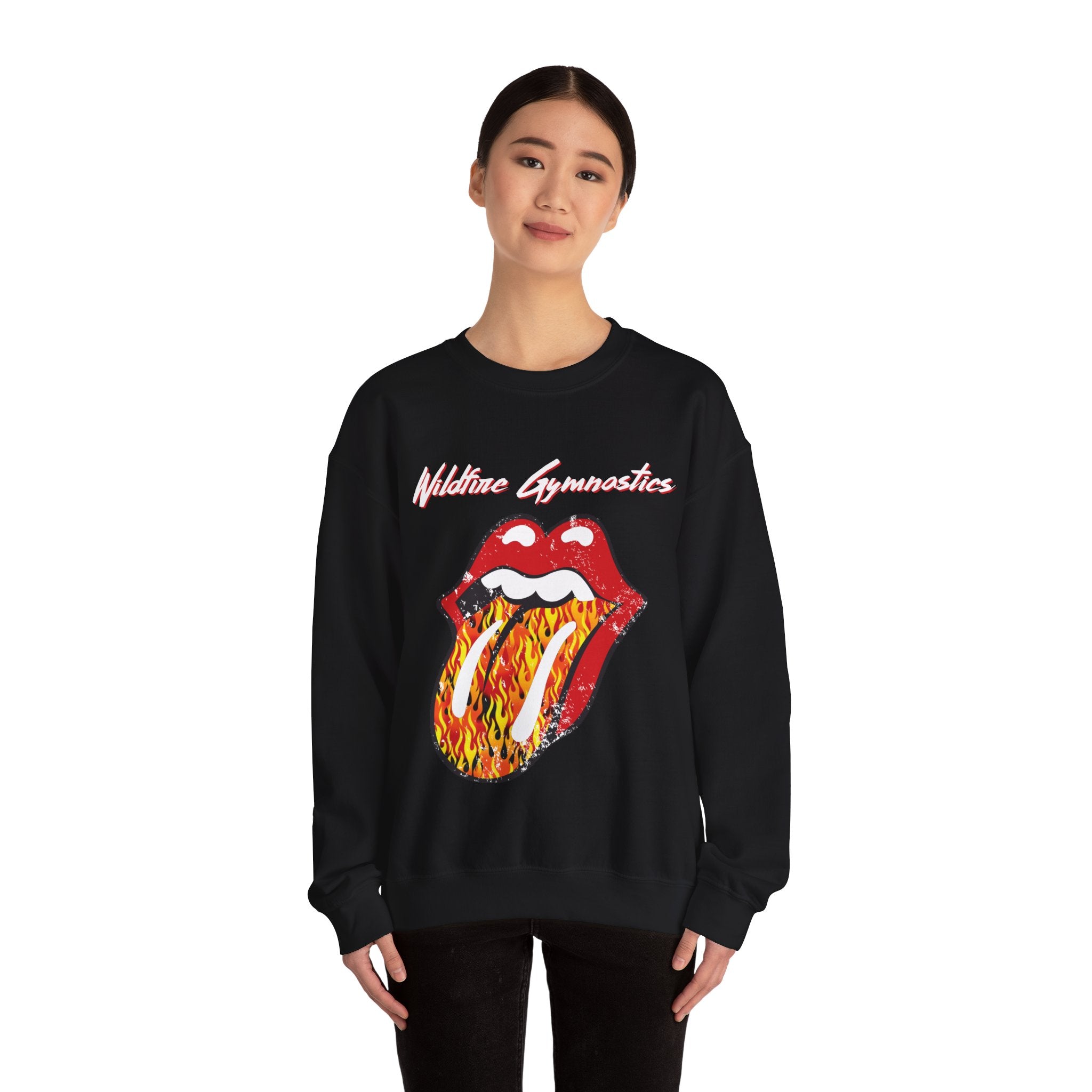 Flame Rolling Stone, Unisex Heavy Blend™ Crewneck Sweatshirt