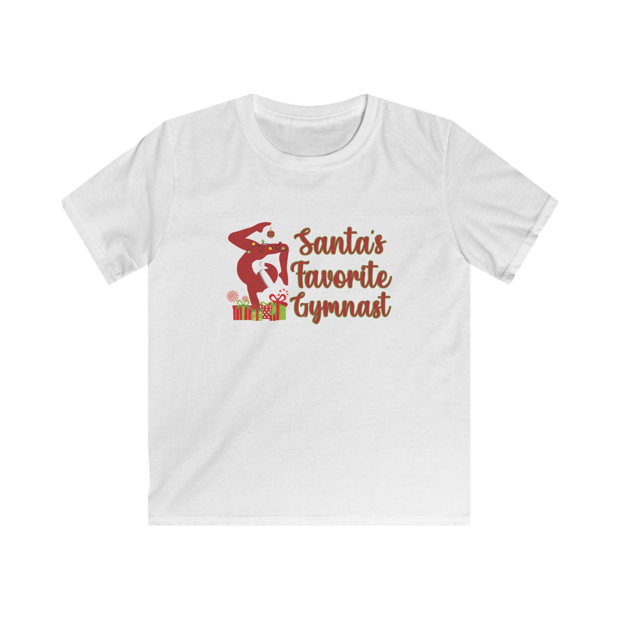 Santas Favorite Gymnast, Kids Softstyle Tee