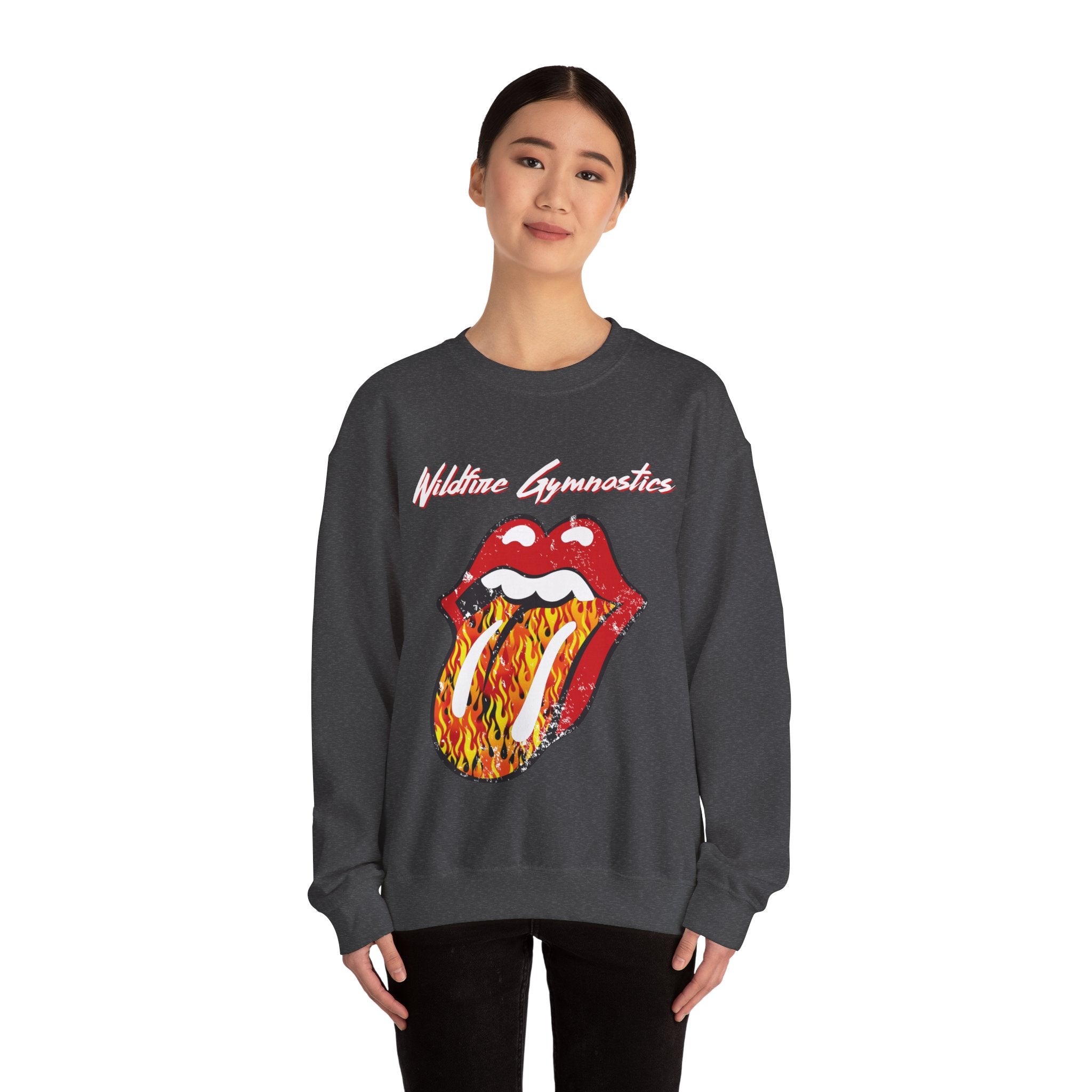 Flame Rolling Stone, Unisex Heavy Blend™ Crewneck Sweatshirt