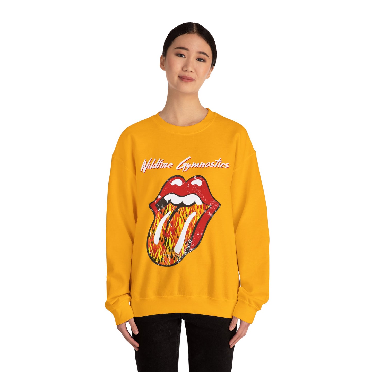 Flame Rolling Stone, Unisex Heavy Blend™ Crewneck Sweatshirt