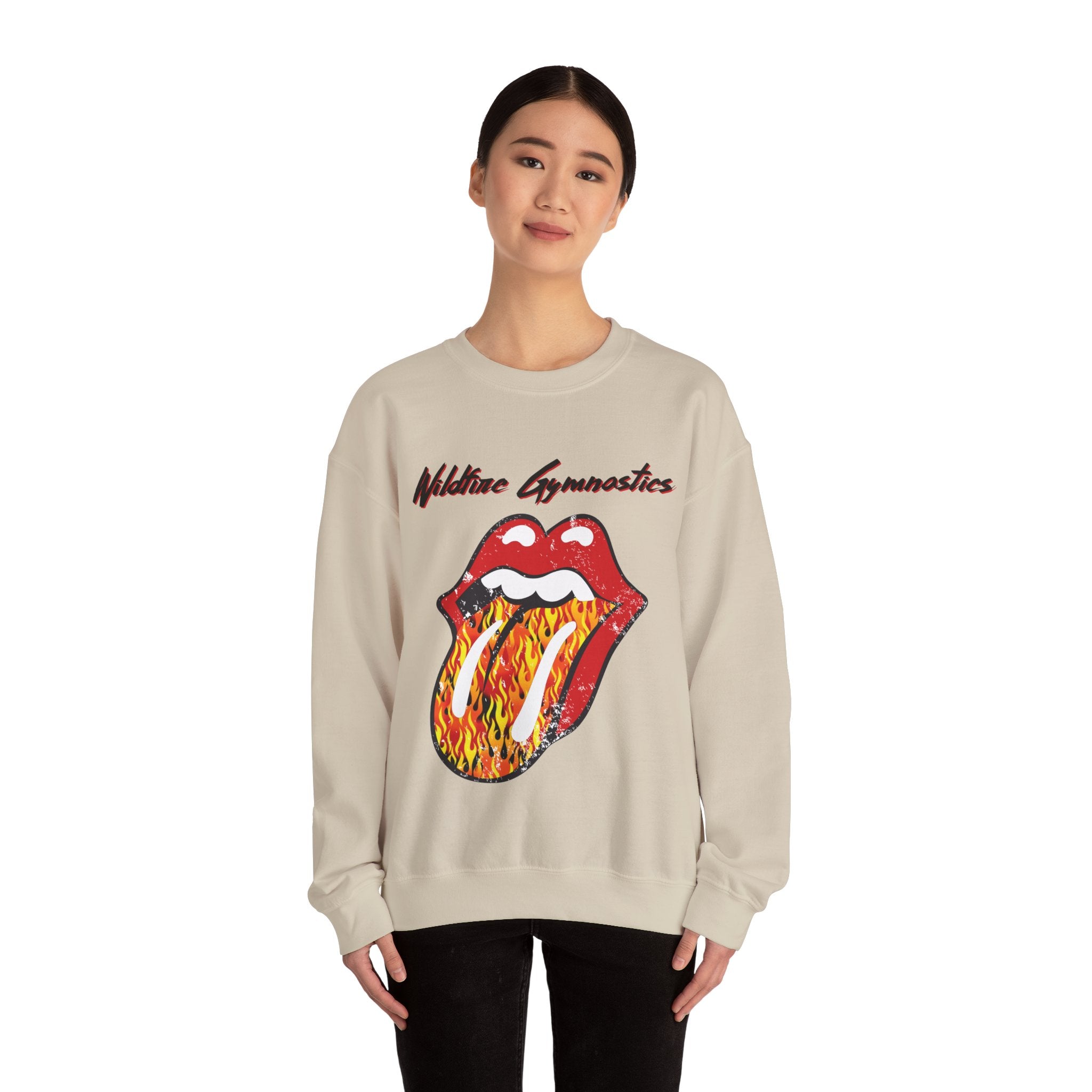 Flame Rolling Stone, Unisex Heavy Blend™ Crewneck Sweatshirt