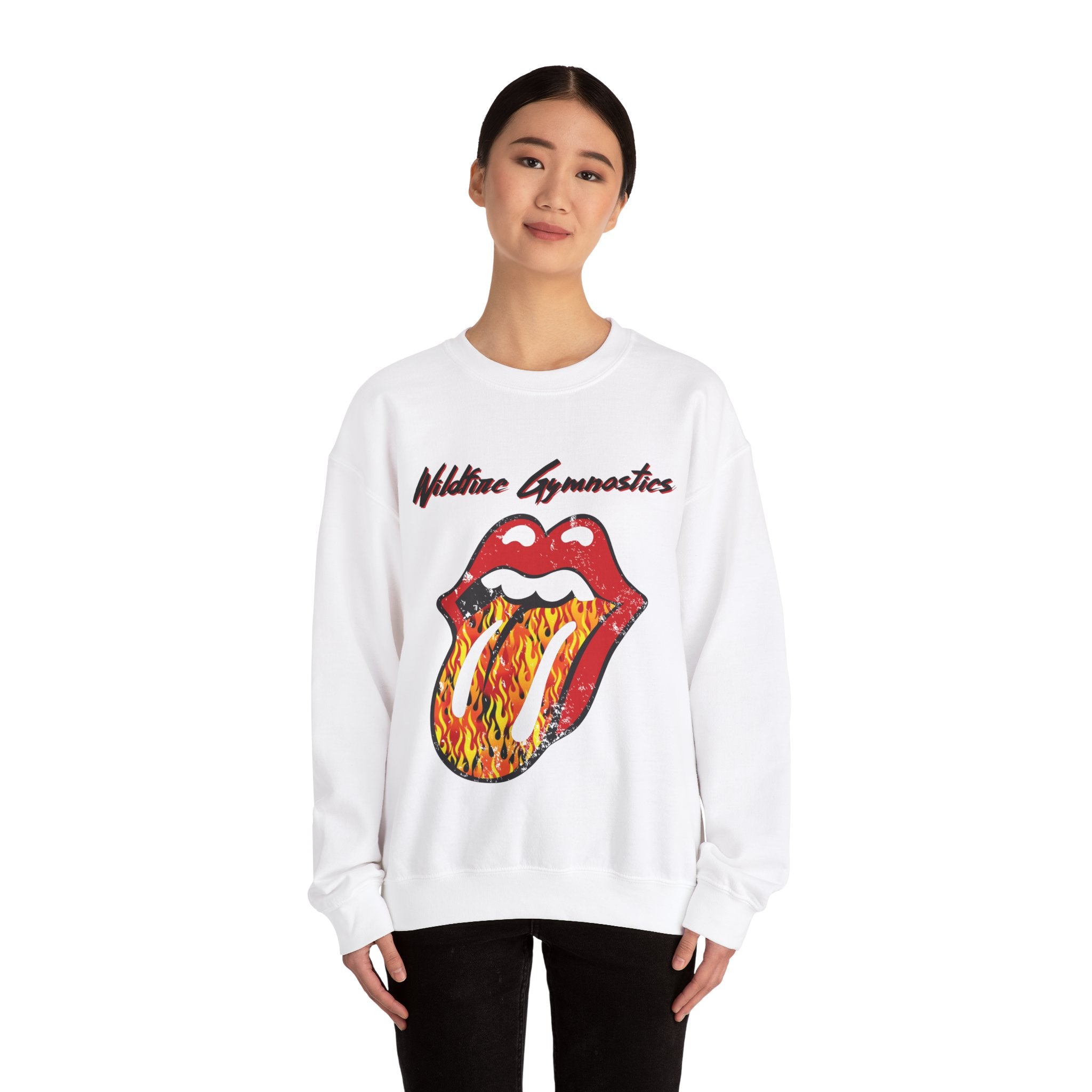 Flame Rolling Stone, Unisex Heavy Blend™ Crewneck Sweatshirt