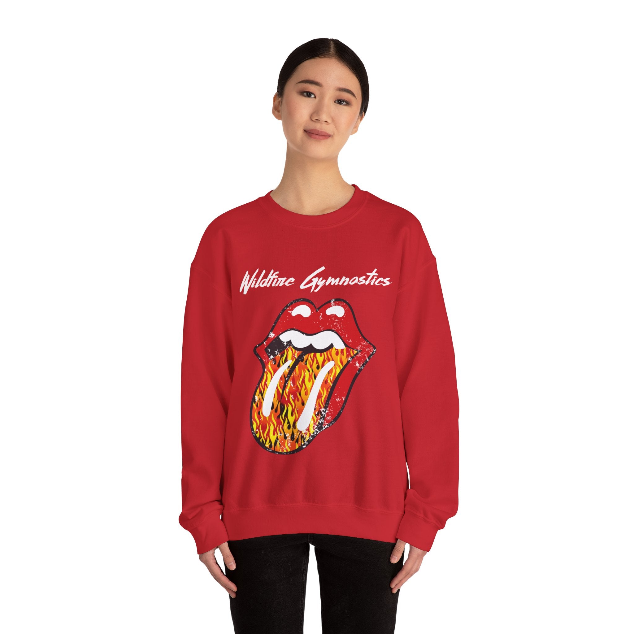 Flame Rolling Stone, Unisex Heavy Blend™ Crewneck Sweatshirt