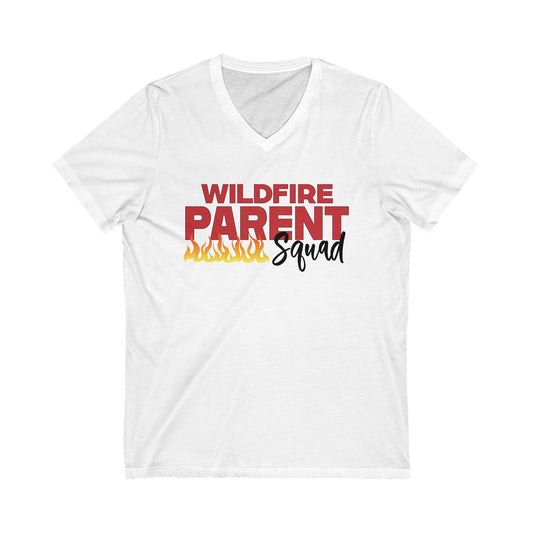 Wildfire Parent Squad, CUSTOM Last Name, Unisex Jersey Short Sleeve V-Neck Tee