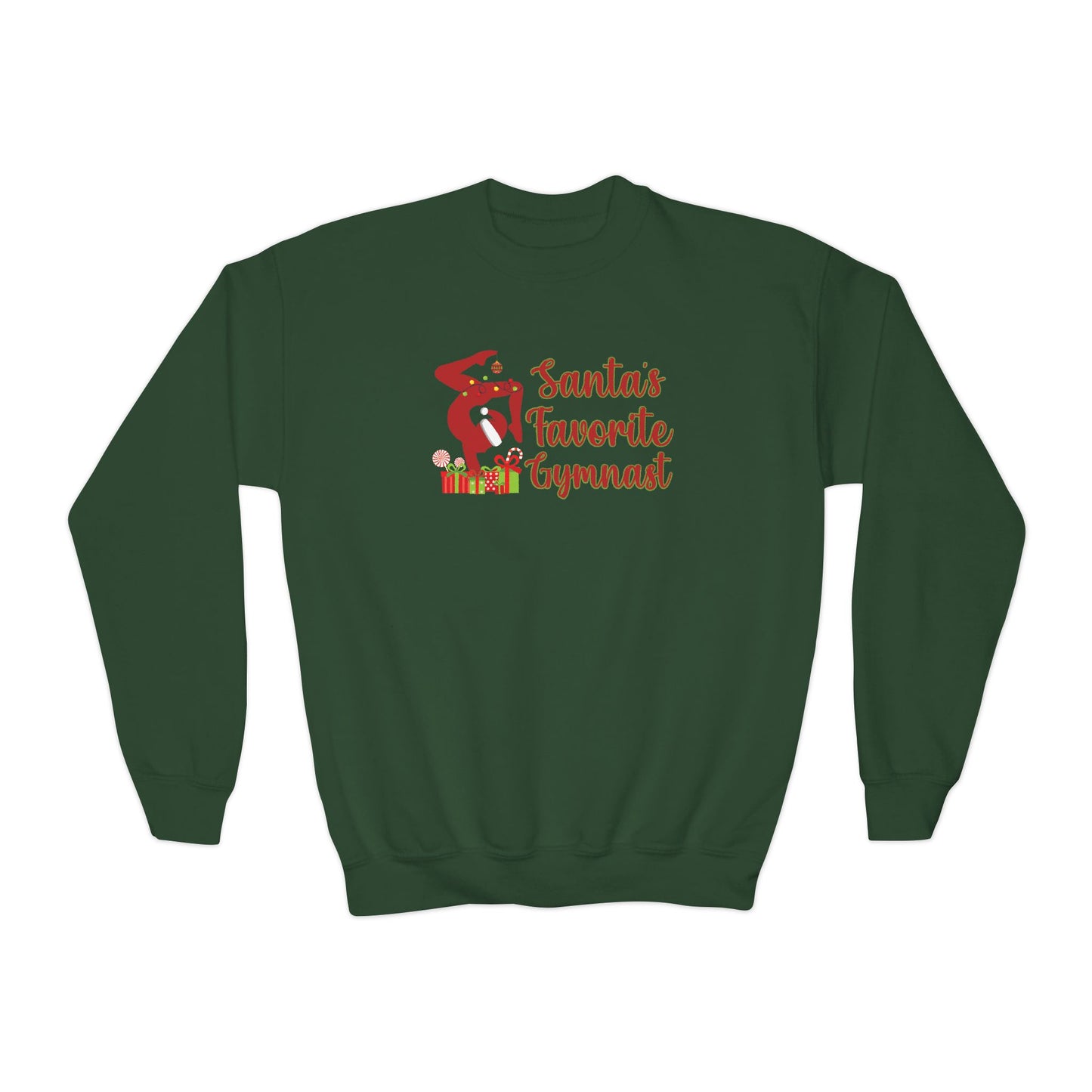 Santas Favorite Gymnast, Youth Crewneck Sweatshirt