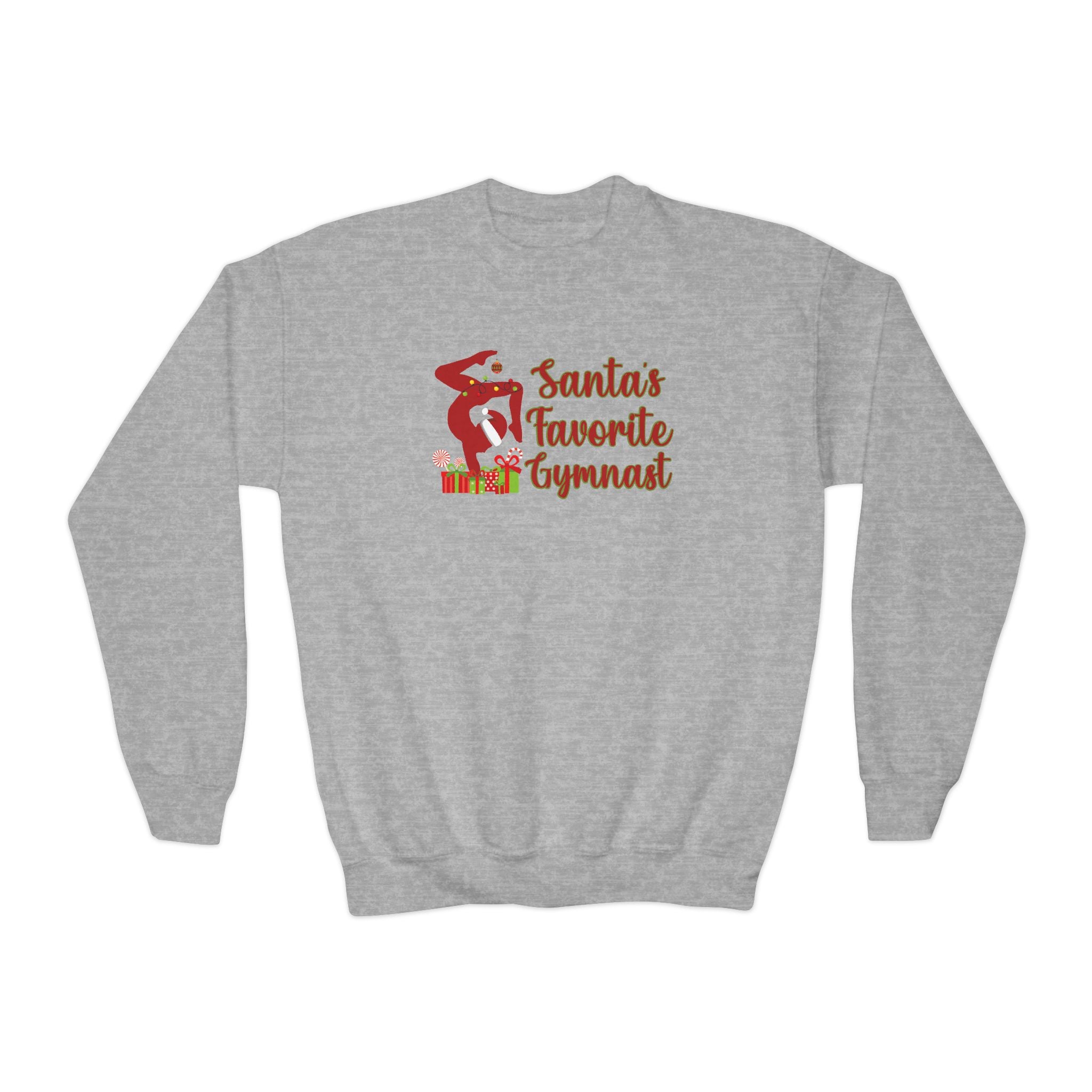 Santas Favorite Gymnast, Youth Crewneck Sweatshirt