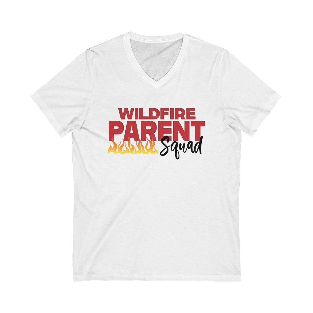 Wildfire Parent Squad, Unisex Jersey Short Sleeve V-Neck Tee